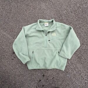 Vtg Marmot Mountain Works Womens M Green Pile Fleece Half Zip Pullover Jacket